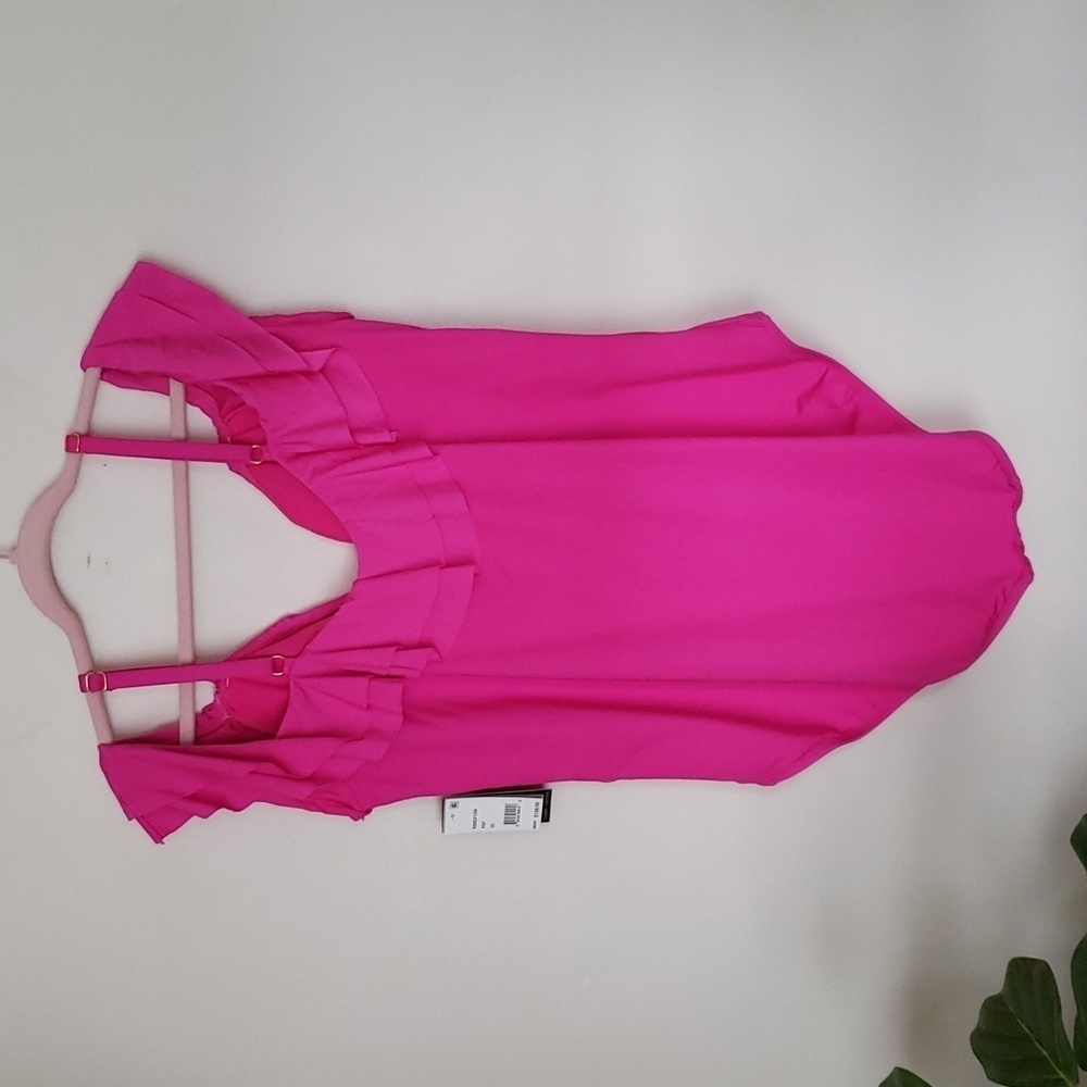 Kenneth Cole Reaction hot pink ruffle one piece swimsuit, women's 3X